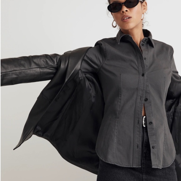 MADEWELL Darted Button-Up Fitted Shirt in (Re)generative Chino Sz 6 NWT - Picture 3 of 8